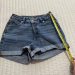 American Eagle AE Blue Demin High Rise Crossover Mom Shorts Sz 00 Cuffed Photo 1