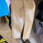 Pretty Little Thing  Camel Faux Leather Split Hem Skinny Pants Size 8 Photo 3