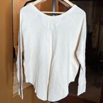 Aritzia TNA Alder Thermal Long Sleeve Waffle Knit Relaxed Fit Top Cream Sz Small Photo 7