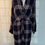 Fashion to figure Blue Red Long Plaid Button Front Twisted Tunic Blouse 1x Photo 0