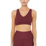 Alo Yoga Togetherness Red Cutout Back Ribbed Knit Padded Sports Bra Top Size S Photo 0