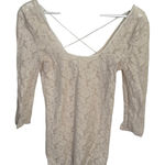 Free People  Intimately Lace Cream 3/4 sleeve Square Neck Top W1455 Sz M Photo 0