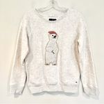 American Eagle Polar Bear Embroidered Beaded Sweatshirt Women's Medium Cream Photo 1