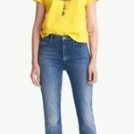 50 Mother High Waisted Rascal Ankle Slit Flip in Double Shot Espresso Blue Size 24 Photo 0