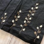 Vintage Embroidered Linen Blend Embellished with Shells Black Maxi Dress Size 8 Photo 2