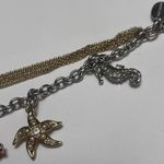 Ann Taylor Rhinestone Charm Bracelet Gold Tone With Fish Seahorse And Starfish Photo 3