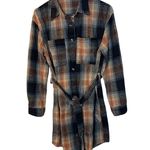 Boutique Plaid Black & Rust Chest Pocket Mini Shirt Dress Medium Photo 5