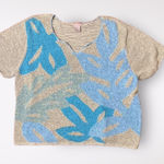 Sigrid Olsen Vintage Floral Coastal Short Sleeve Knit Sweater Size 3X Photo 0