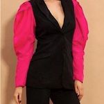 TwoTwin Style Blazer with Puffy Sleeves Black Photo 9