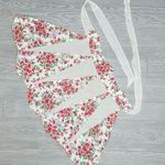 Vintage 1960s hostess apron floral triangle sheer skirt collectible kitchen Red Photo 0