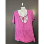 American Eagle  Outfitters Shirt Womens Medium Pink Babydoll Tie Back Tunic Top Photo 3