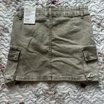 Y2K Jeans Cargo Mini Skirt Sz S Front Pockets Drawstring Tan Photo 3