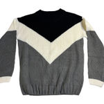 Chevron Knit Sweater‎ Pullover Long Sleeve Color Block Winter Warm Top Small Gray Photo 0