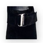 Aquatalia ⌘ Suede Wedge Heeled Loafer Silver Metal Logo Hardware ⌘ Black ⌘ 6.5M Photo 10