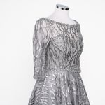 Mac Duggal  -  Silver High Neck Above Elbow Sleeve Embellished A Line Dress Photo 3