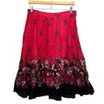 ING Cotton Fuchsia Pink Black Paisley Midi Skirt Sz M Sequins Side Zip Lined NEW Size M Photo 0