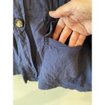 Draper James  RSVP Linen Utility Jacket Chore Coat Size  Medium Navy Blue Pockets Photo 3