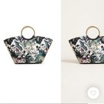 Flynn Hampton Flora Metallic Weave Floral Tote Bag Purse Metallic Ringed Handles Black Photo 6