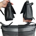 Liz Claiborne Black Natural Leather Stitched Shoulder Bag Purse Photo 11