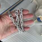 Vintage Germany double link silvertone chain necklace Silver Photo 5