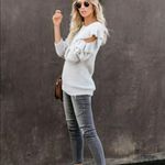 VICI Blue Moon fuzzy cozy boho ruffled open shoulder sweater size L Photo 20