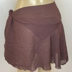 Lago Mar One Size Brown Ruffle Lettuce Trim Sarong Skirt. New No Tag. Photo 2