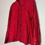 J. Jill Womens Shirt XL Red Button Up Blouse Flower Damask Romantic Roses Photo 1