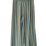 Monteau LOS ANGELES Paperbag Striped Green High Waist Summer Pants Large Photo 2