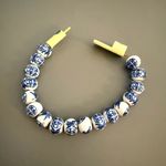 Blue and White Ceramic Porcelain Beaded Bracelets Lot of 2 Photo 3
