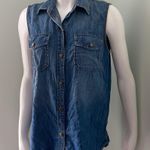 Current/Elliott  Sleeveless Perfect Chambray Shirt Photo 2