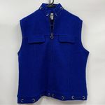 Vintage Lisa International Royal Blue xl vest 100% boiled wool full zip up FLAWS Photo 0