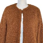 Max Studio Women’s Faux Fur Shearling Teddy Bear Coat Size S Brown Collarless Photo 1