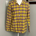 Eddie Bauer  Womens Yellow Red Blue Plaid Cotton Flannel Button Down Shirt large Photo 0