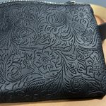 Stone Mountain black leather belt sz small pleather tooled zip up belt bag NWOT Photo 1