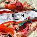 SheIn NEW! Orange/Red Tropical Floral Ruffle High Waist Bikini, M Photo 3