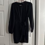 Lulus Lulu’s Tie-Front Long Sleeve Black Dress – Size Large Photo 1