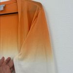 Chico's  Vibrant Orange, White and Pink Ombre Knit Long Sleeve Cardigan. Size XL Photo 7
