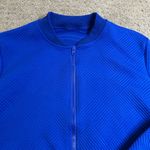 XL Royal Blue Quilted Geometric Textured Bomber Jacket Full Zip Photo 3