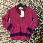 Gucci  Top Lame Cable & Rib Stitch Striped V-Neck Fucsia Sweater size S Photo 1