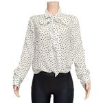 EMERSON FRY Ribbons Blouse, Ivory Dot, Large White Photo 7