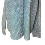 BFA Classic Blue Button Down Shirt L Geometric Floral Print Long Sleeve Blouse Size L Photo 3