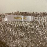 Matty M Womens Oversized Gold Metallic Knit Pattern Poncho Shawl Top Blouse XS S Tan Photo 4