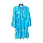 Lilly Pulitzer  Joella Metallic Silk Chiffon Dress Bermuda Blue Size 8 Photo 4