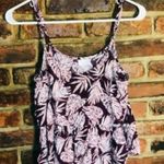 Abound  Burgundy Floral Print Peplum Gathered Blouse Women's Size Medium Photo 2