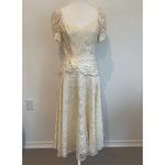 Vintage 1980s Made in USA Ivory White Lace Dress Lined Size 8 Photo 1