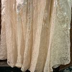 Antique Vintage Cream Satin and Lace Wedding Dress with Buttons Size XS White Photo 3