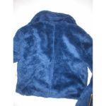 True Religion New NWT $349 Womens Faux Fur Moto Jacket S Dark Navy Blue Gold Photo 5