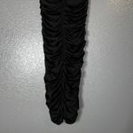 Black Ruched Bodycon Maxi Dress Medium Stretchy Strapless Evening Gown Photo 3