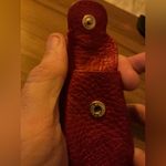 Rare HTF Vintag Folli Follie Red Leather Keychains Clip Keyring Key Fob Photo 2