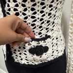 White Crochet Cardigan with Black Trim Photo 4